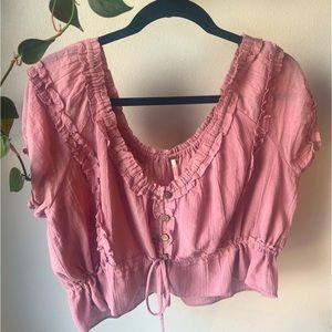 NWOT Free People Cherie blouse. Size Medium. Color mauve zephyr